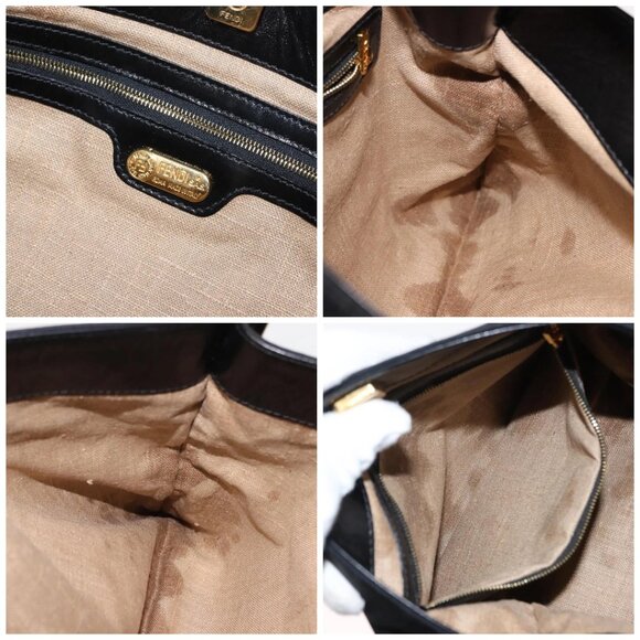 FENDI Shoulder Bag Nylon Black Gold Auth 148347 - Picture 15 of 16